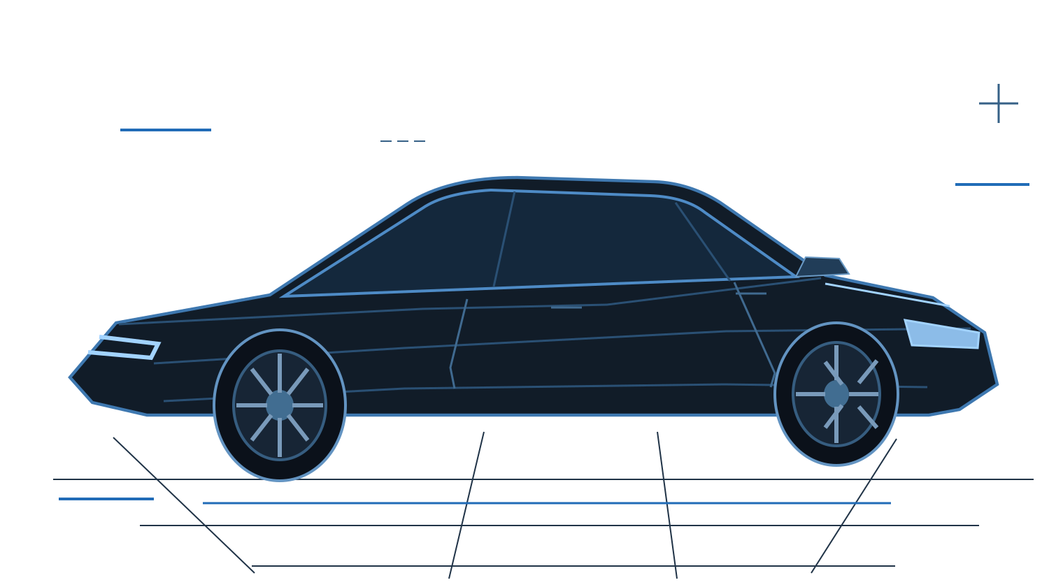 Ilustración de automóvil en líneas azules